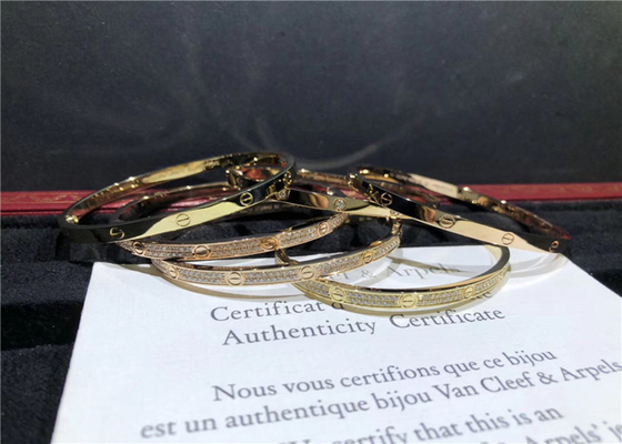 Cartier 18K Yellow Gold Love Bracelet With 4 Diamonds Customization Acceptable