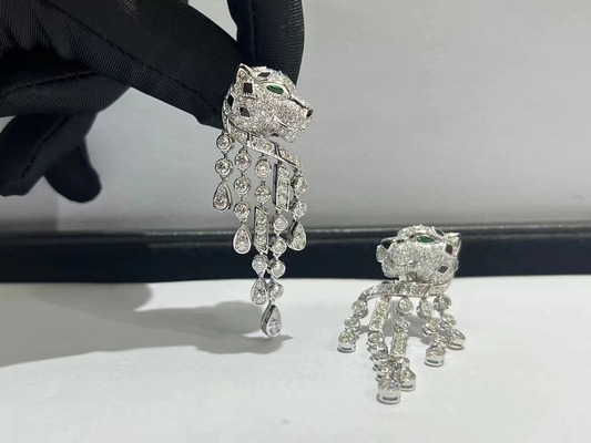 Воодушевленное золото Panthere de Brand Серьги 18k белое с диамантами