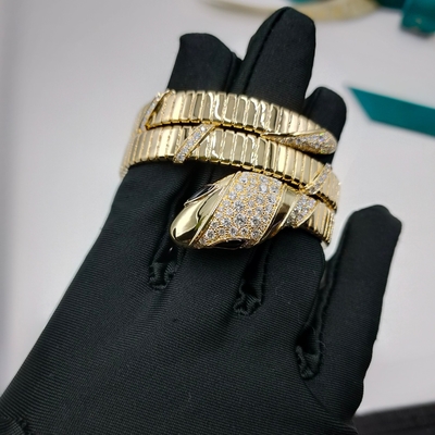 18K золотой роскошный бриллиантовый браслет Serpenti Two-Coil 18 Kt желтый золотой браслет с Demi Pavé бриллианты и черные ониксовые глаза