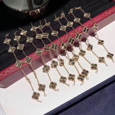 фургон cleef & ювелирные изделия для продажи Великолепн Custom Brand Ювелирные изделия arpels, браслет Альгамбра года сбора винограда желтого золота 18K