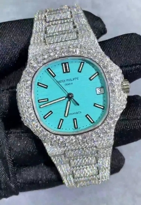 VVS Iced Out Moissanite Watch Автоматический Тиффани Диал Полностью Iced Out Watch